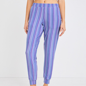 Pantalones de pijama a rayas para mujer, de algodón suave, pantalones de descanso cómodos, ropa de dormir ligera, cintura elástica, ropa informal para el hogar, pantalones relajantes - Product Image 1