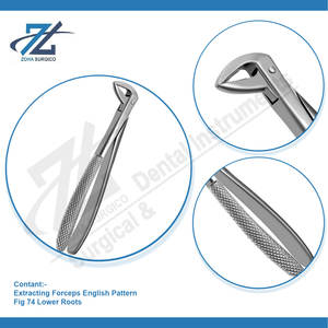 Pince d'extraction Fig 74 racines inférieures extraction de dents pince chirurgicale motif anglais ensemble dentaire Instruments chirurgicaux Pakistan - Product Image 4