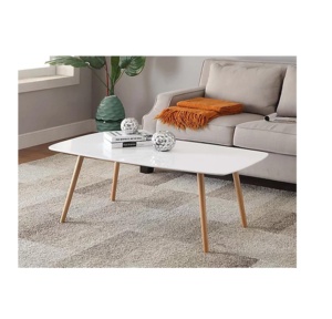 โต๊ะกาแฟหรูหรายุคกลางที่ทันสมัยพร้อมหินอ่อนสีขาวธรรมชาติด้านบนทำจากไม้เนื้อแข็งพื้นผิวแบบธรรมชาติสำหรับเฟอร์นิเจอร์ห้องนั่งเล่น - Product Image 4