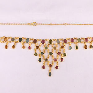 Collar de Plata de Ley 925 con Turmalina Natural, Cadena de Eslabones Chapada en Oro, Collar Pesado, Joyería Fina, Superventas, Mejor Precio al por Mayor - Product Image 2