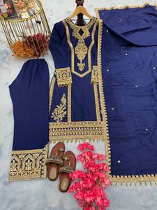 ชุด Kurta งานถักทอเส้นขอบมินาการิของแท้สำหรับงานปาร์ตี้แฟชั่นสำหรับผู้ใหญ่ - Product Image 2