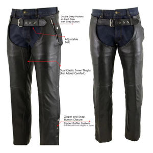 Chaps d'équitation en cuir véritable unisexe, confortable, respirant et imperméable, avec logo personnalisé - Product Image 2