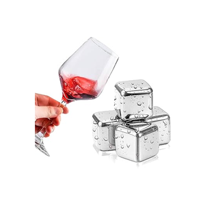 Cubitos de hielo de acero inoxidable, cubitos de hielo de metal para enfriar el vino, forma redonda, juego de cubitos de hielo con pulido plateado - Product Image 4