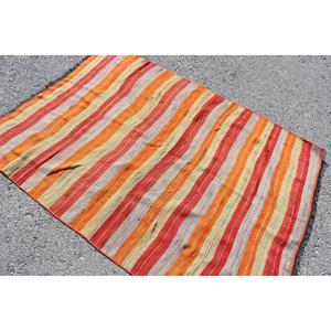 Tapis turc vintage 4,4x5,8 pieds, tapis en laine à bordure rouge orangée - Product Image 4