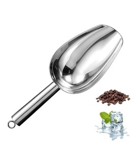 Pala de hielo de acero inoxidable de gran oferta, cuchara de metal duradera y ecológica para servir y recoger hielo - Product Image 1