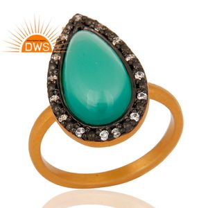 Latest Design Sterling Silver Natural Cz And <b>Green</b> Onyx Gemstone Stackable Ring Custom <b>Jewelry</b> Manufacturer - Product Image 2
