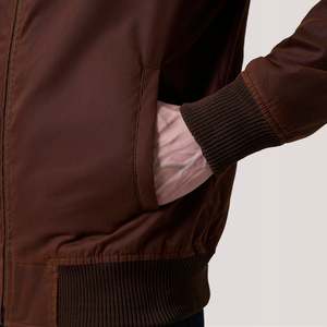 Morrison Brown Reversible Canvas Bomber <b>Jacket</b> Water-Proof Zippered Embroidered Vintage Fur Pattern Casual XS for Autumn ODM - Product Image 6