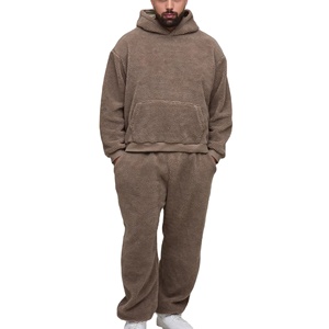 Ensemble de survêtement pour homme en molleton léger en polyester/coton, respirant, personnalisable, vêtements décontractés d'hiver, survêtement 2026 - Product Image 1