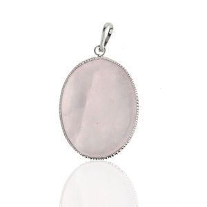 Collar con Colgante Ovalado de Cuarzo Rosa Natural, Joyería de Cristal Curativo para el Amor, la Paz y el Equilibrio Emocional - Product Image 4