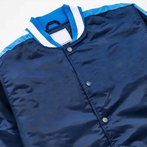 2025 Offre Spéciale haute qualité hommes Satin Baseball vestes nouveau couleur unie Varsity Style avec support poche goutte épaules grande taille - Product Image 3