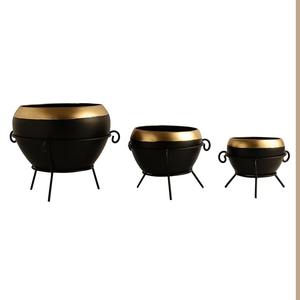 Elegante Maceta Negra con Detalles Dorados para Decoración de Interiores Contemporánea, Estilo Hogareño y Exhibición Decorativa en Suelo o Mesa - Product Image 6