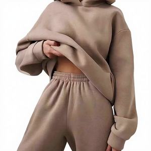 Nuevo estilo, chándal personalizado Unisex, ajuste Regular, terciopelo sólido y lana de algodón, chándal de polietileno gris para uso en gimnasio, mujer y hombre - Product Image 1