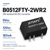 Convertisseur DC-DC isolé JETEKPS B0512FTY-2WR2 2W, 5V vers 12V 167mA, module d'alimentation SMD non régulé, RoHS