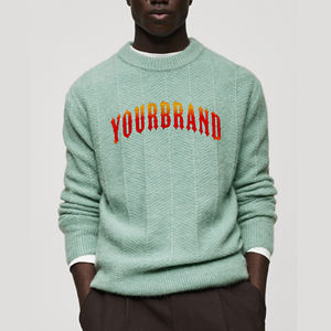 Venta al por mayor de suéteres clásicos de punto para hombre logotipo bordado personalizado de invierno ropa casual de punto cálido o cuello suéter para los hombres - Product Image 1