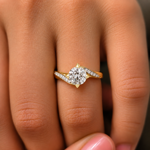 Classic Round Brilliant Lab Grown Diamond DEF VVS 14K 18K Solid Gold Bypass Pave Bridal Wedding <b>Ring</b> Fine Jewelry For Women OEM - Product Image 2