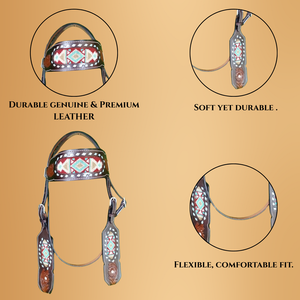 Cabecera de caballo de cuero Premium | Diseño duradero y elegante para mayor comodidad y control | Ideal para entrenamiento, equitación y espectáculo - Product Image 4