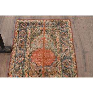 2.1x6.9 ft Vintage Rug, Turkish Runner Rug, <b>Brown</b> Southwestern <b>Wool</b> Rug - Product Image 4