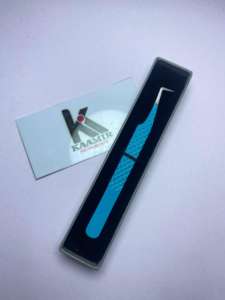 Pince à épiler professionnelle pour extensions de cils, en acier inoxydable, anti-magnétique, à pointe lisse, 90 degrés, avec boîte, prix d'usine - Product Image 4