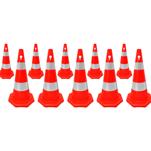 10 cônes de signalisation en PVC doublement réfléchissants, 70 cm, réflecteur blanc pour la sécurité routière et la circulation - Product Image 2