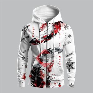 เสื้อฮู้ดแขนปกติของผู้ชายผ้าฟลีซโอเวอร์ไซส์พิมพ์ลาย3D แบบซับลิเมชันดีไซน์ล่าสุด - Product Image 1