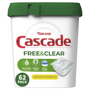 Cascade Free & Clear Lemon Essence Action Pacs 62 Count 2-Pack Gel Detergente para lavavajillas - Product Image 3