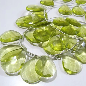 Joya eminente de alta calidad limón hidro cuarzo forma de corazón Briolette cuentas facetadas tamaño 14mm hebra 8 pulgadas largo amarillo - Product Image 1