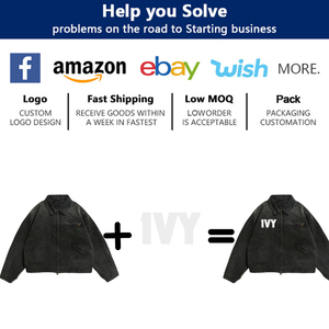 Veste Detroit en denim blanc en coton de qualité supérieure pour hommes fermeture éclair complète personnalisée veste Detroit College en denim délavé à l'acide vintage - Product Image 5