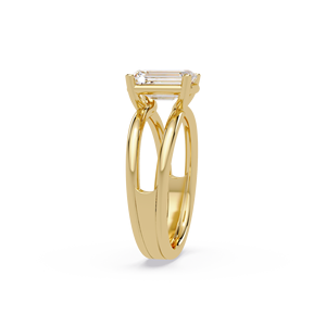 Anillos de Boda Modernos con Diseño de Espiga Ancha, Diamante Cultivado en Laboratorio de Corte Esmeralda de 2.00 Ct, Certificado IGI, Anillos de Compromiso de Oro de 14k, Joyería Fina - Product Image 4