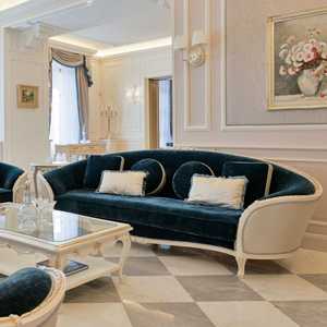 ชุดโซฟาฝรั่งเศสโซฟาห้องนั่งเล่นหรูหราพร้อมวัสดุไม้และผ้าคุณภาพสูง - Product Image 4