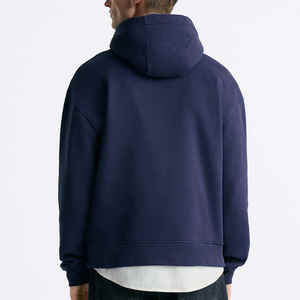 Sweat à capuche et sweat-shirt surdimensionné noir vierge pour hommes en hiver pull épais en molleton de coton Boxy Fit sweats à capuche pour hommes - Product Image 4