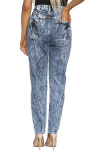 2023 OEM mujeres damas desgastadas cintura alta tobillo acanalado algodón Denim Jeans al por mayor para mujeres ODM - Product Image 4