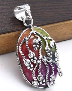 Collar de fiesta estilo Vintage para mujer, colgantes solares de cuarzo arcoíris, piedras preciosas naturales surtidas sueltas, patrón geométrico Cristiano - Product Image 2