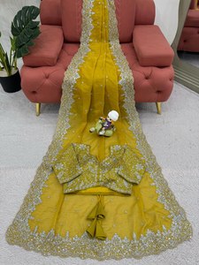 Haute Qualité Lourd Tibby Soie Designer Fil Sequin Travail Saree En Vrac En Gros Comprend Mono Benglori Blouse pour Les Occasions De Fête - Product Image 2