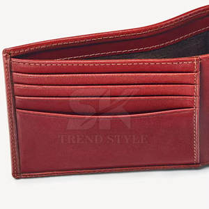 Cartera Bifold de Cuero Genuino de un Solo Color al por Mayor con MOQ Bajo, Cartera Bifold de Cuero PU de un Solo Color - Product Image 5