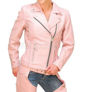 Solid Color Women Motorbike Leather <b>Jacket</b> Low MOQ Motorbike Leather <b>Jacket</b> New Arrival Motorbike Leather <b>Jacket</b> - Product Image 3