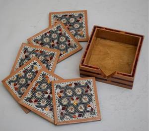 Posavasos Artesanales de Madera de Acacia y Madreperla de la Mejor Calidad, Posavasos de Madera Hechos a Mano para Bebidas y Té - Product Image 4