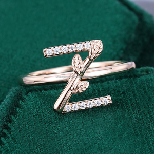 แหวนแต่งงาน "Z" ตัวอักษรเงินแท้925ออกแบบได้ตามต้องการพร้อมแหวนเพชรโมอิสสำหรับผู้หญิงสำหรับการหมั้น - Product Image 4