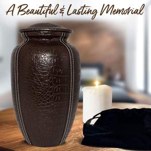 Urna marrón para cenizas Urnas de cremación grandes para adultos masculinos y femeninos para cenizas humanas Urnas metálicas para adultos Honor a su tamaño personalizado - Product Image 6