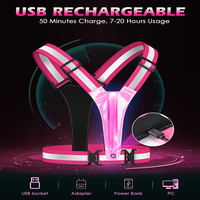 Gilet lumineux LED rechargeable par USB d'usine, équipement de course réfléchissant haute visibilité avec sacs d'extérieur à taille réglable