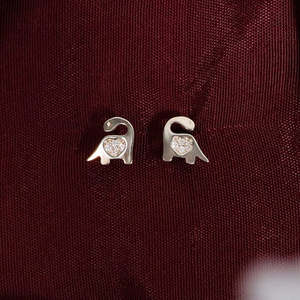 NOVAMART Fine Zarkan Dino Heart 925 <b>Silver</b> <b>Stud</b> <b>Earrings</b> Trendy 14K Gold Plated Princess Cut Diamond Sapphire Set in Bezel Setti - Product Image 2