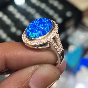 High Quality australian natural Opal Fashion Jewelry Customized size cut oval gems wholesale cabochon blue opal jewelry
