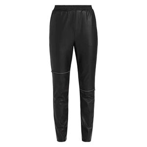 Pantalon décontracté Patchwork taille basse Streetwear Feux cuir fermeture éclair droite ample Sexy pantalon pour les femmes ronpex - Product Image 1