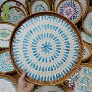 ถาดงานฝีมือสุดหรู ดีไซน์ใหม่ ทันสมัย ทำจากหวายเคลือบเงา ประดับมุก ขายส่ง - Product Image 4