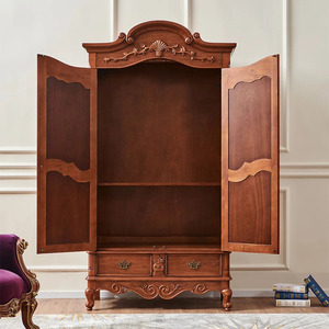 خزانة <span class=keywords><strong>2</strong></span> أبواب مصنوعة من خشب الماهوجني الصلب مع اللون البني مع النمط الكلاسيكي للتطبيق في غرفة النوم - Product Image 2