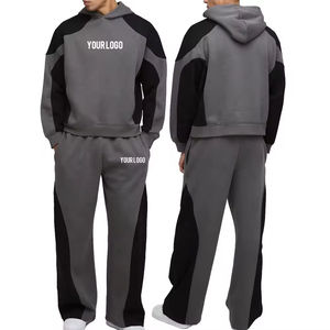 Conjunto Deportivo Holgado de Pantalones y Sudadera con Capucha para Mujer, Color Sólido, Estilo Deportivo, Estampado Técnico, 100% Algodón Pesado - Product Image 1