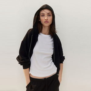 Sudadera con Capucha Extra Grande con Cierre, Chaqueta con Capucha Negra, Color Sólido, Manga Larga, Largo Regular, Sudaderas para Mujer, Diseño Personalizado - Product Image 5