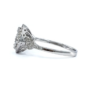 Bijoux fins, alliances classiques pour femmes en or blanc massif 18 carats avec diamants naturels ronds et baguette, grappe fine - Product Image 2