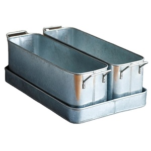 2 paquets de jardinières galvanisées, Vases de seau en métal de ferme pour fleurs, jardinière de jardin rectangulaire pour vente en gros à bas prix - Product Image 1