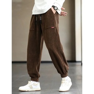 Pantalones de chándal de cintura alta de lona elásticos y cómodos para hombre, pantalones de uso diario con cintura elástica y bolsillos con cremallera, talla XL - Product Image 1
