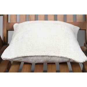 Rústico Primitivo 14x14 pulgadas Alfombra de lana beige con diseño de almohada de patrón vintage tejido - Product Image 5